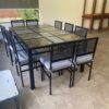 Comedor Franja de piedra Silla cuadrada malla
