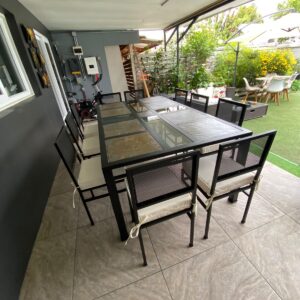 Comedor de terraza cruceta de vidrio para 10 personas