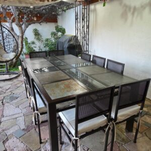 Comedor de terraza cruceta de vidrio para 10 personas